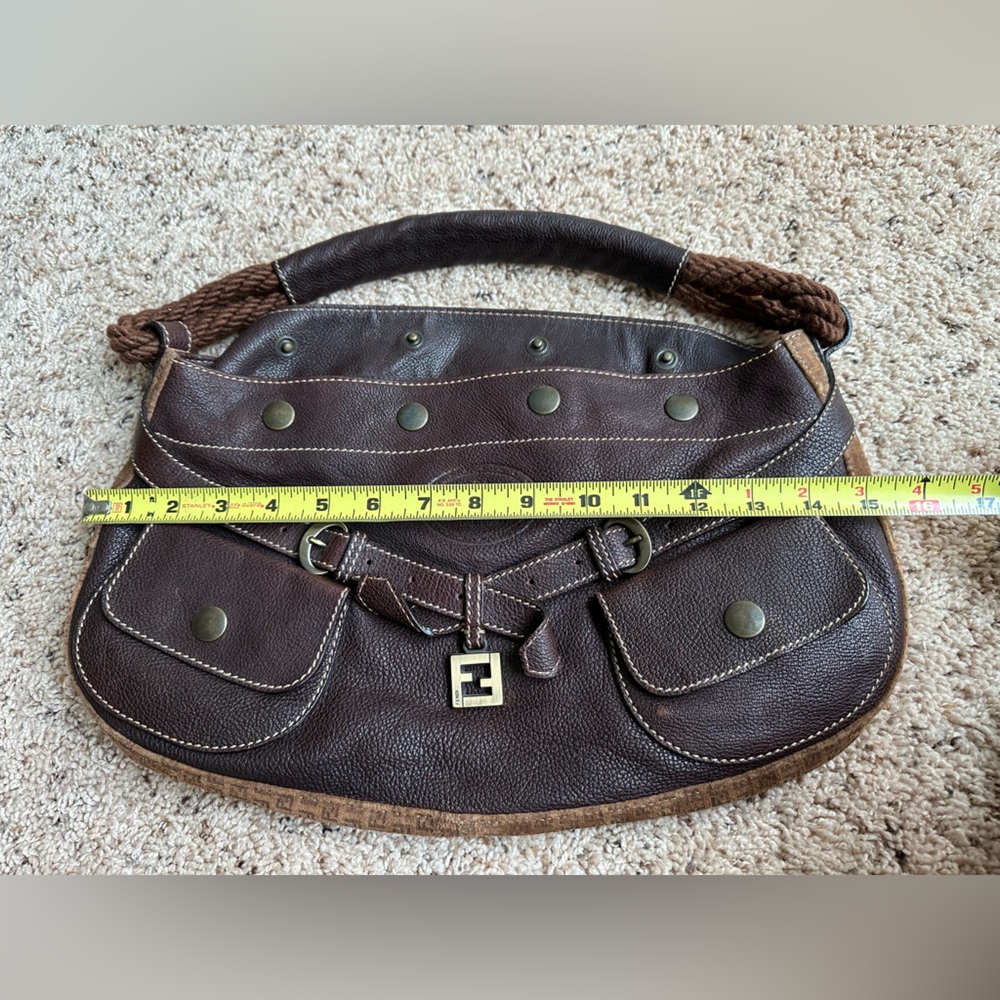 Fendi leather and suede brown handbag - Picture 4 of 9